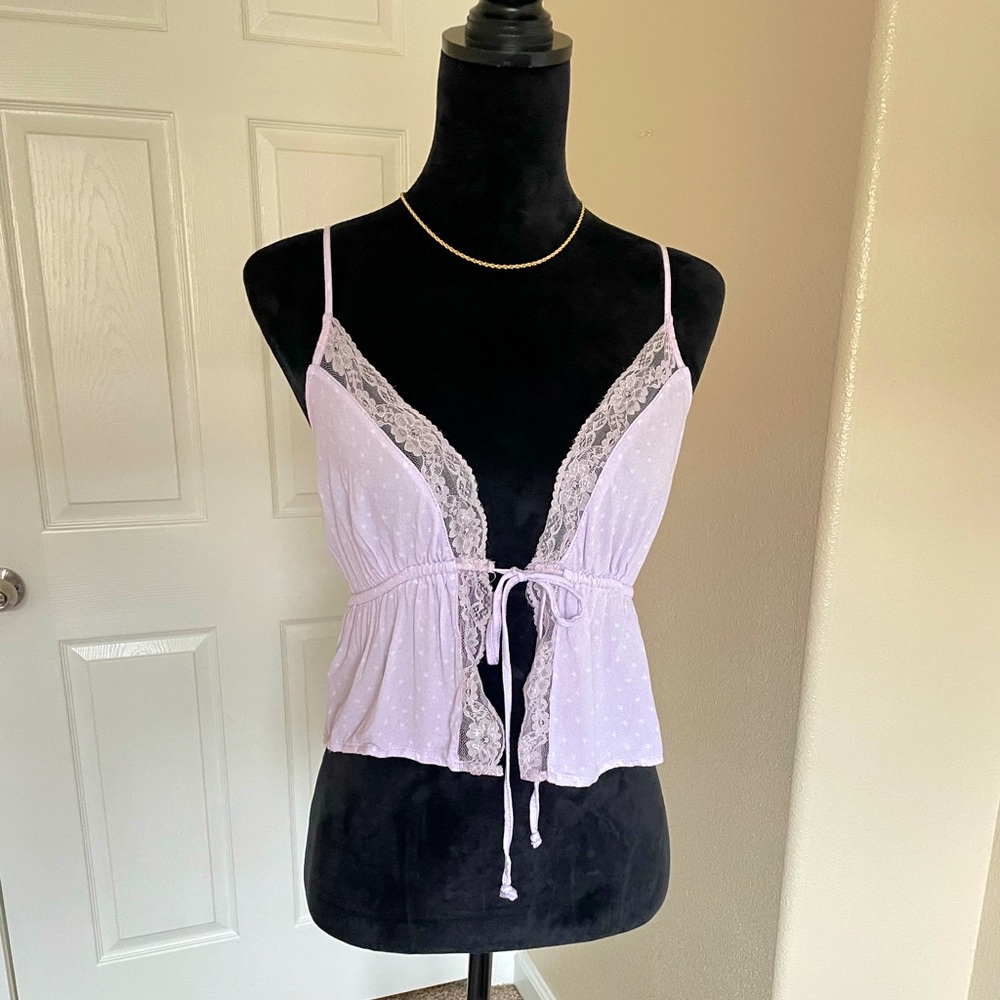 LA HEARTS Lace Tie Front Cami Top Size small